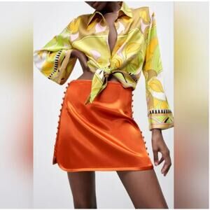 Zara Orange Mini Skirt
